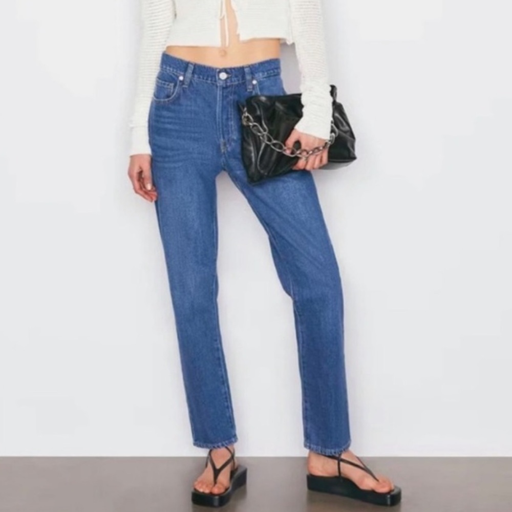 FRAME Le Slouch Button Fly Straight Leg Jeans in Seafarer Size 30” Small FLAW